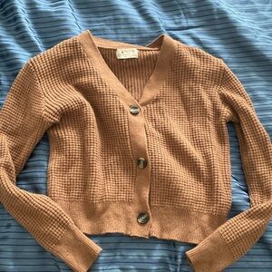 Poof apparel brown button sweater